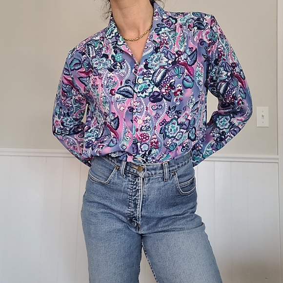 Vintage floral long sleeve blouse - Picture 6 of 11